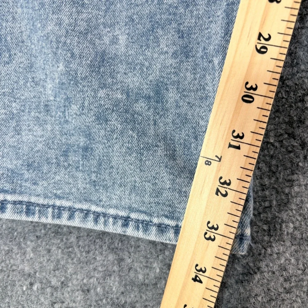 True Religion Geno Relaxed Slim Moto Jeans Mens 42 Light Wash Blue Ribbed Knee